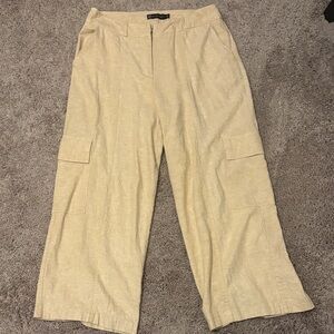 New York & Company Cream Wide Leg Pants